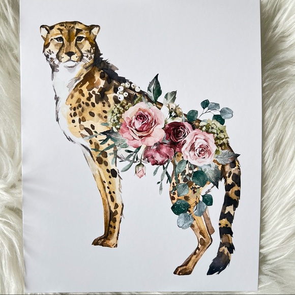 Watercolor Cheetah Illustration Wall Art Poster Print UNFRAMED - Picture 15 of 17